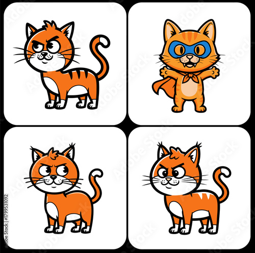 Four cartoon mushrooms with faces and spots,  Cute fantasy mushroom characters in a forest,  Playful toadstool mascots for kids stories