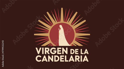 Virgen de la Candelaria Festival Icon with Radiant Sunburst Design
