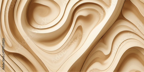Creamy milk chocolate swirl pattern on a smooth wood texture background