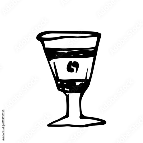 Primitive children's doodles of a cup, a hot coffee mug. Vector graphics.