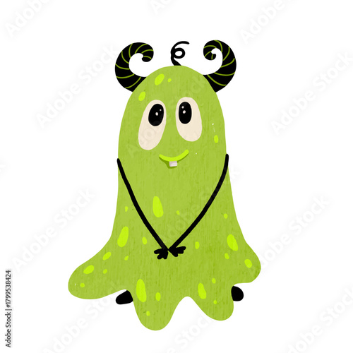 A funny, cute monster. Cartoon children's characters. Vector graphics.