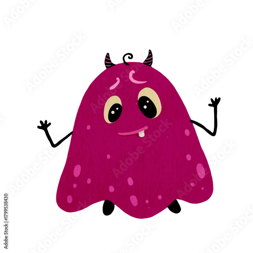 A funny, cute monster. Cartoon children's characters. Vector graphics.