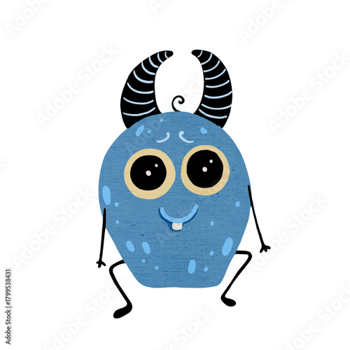 A funny, cute monster. Cartoon children's characters. Vector graphics.