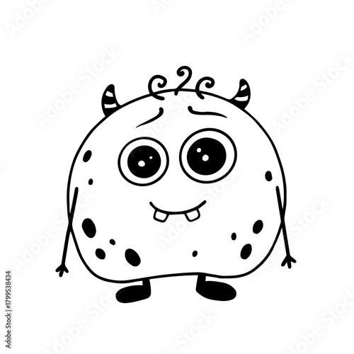 Doodles, sketches of a funny, cute monster. Cartoon children's characters. Vector graphics.