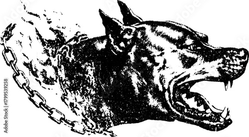Aggressive dog breed head vector illustration. Fierce black outline design showcasing its raw power and dominance.