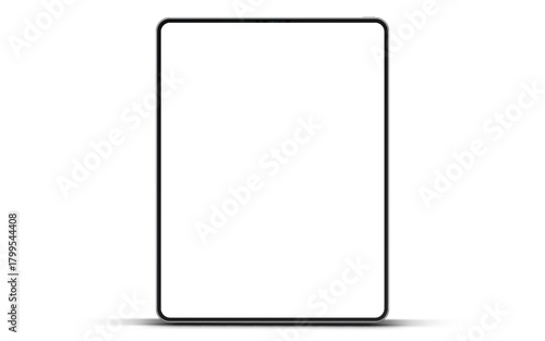 3D Tablet frame less blank screen. Empty screen device tablet mockup element. Can be used for mobile app, UI UX, business presentations. High quality EPS10 ultra realistic tablet with editable screen