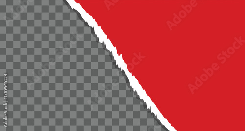  Red torn paper on a grey transparent background
