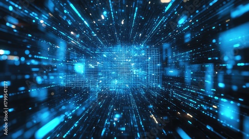 Digital data streaming through blue cyberspace network grid