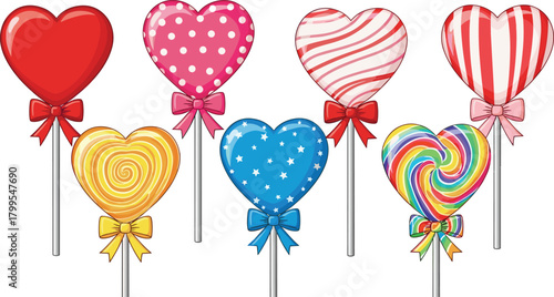 A colorful set of heart-shaped balloons isolated on white for a happy Valentine's Day celebration