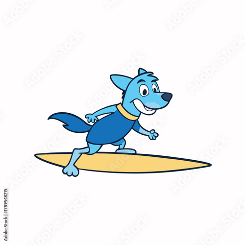 surfing dog vector on white