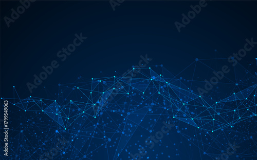Geometric connected background. Connecting dots and lines. Global network connection. Banner template for technology.