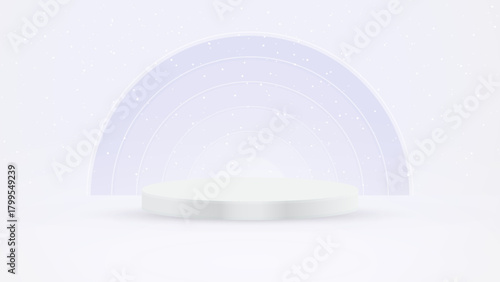 White podium on purple background. Product presentation, mock up. Show cosmetic product