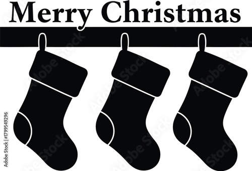 A trio of christmas stockings hanging from a mantelpiece, symbolizing holiday traditions and festive anticipation