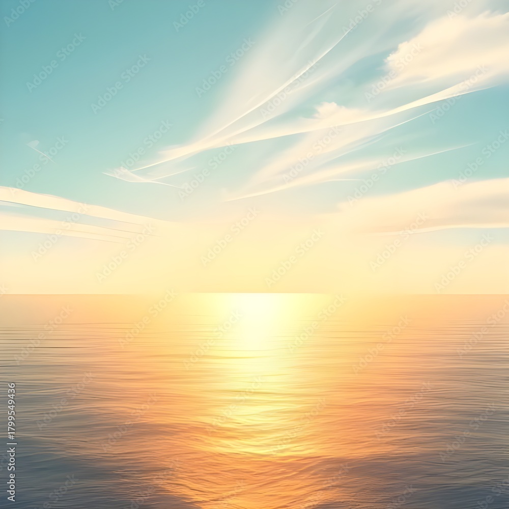 Obraz premium 노을지는 바다 수평선 잔잔한 파도 the sunset sea horizon calm waves