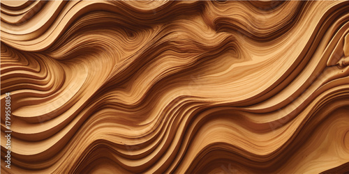Brown wood texture design with soft satin chocolate waves pattern backdrop