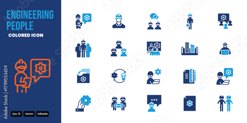 engineering people colored icon set vector design good for web and mobile app