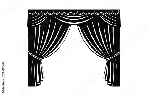 3d illustration of black and white illustration of an elegant curtain