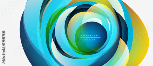 Abstract circular design. Vibrant layers create dynamic visual effect. Modern composition, smooth gradients, bright colors.