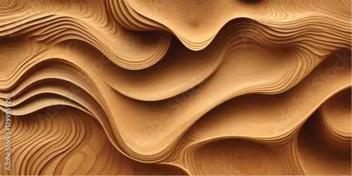 Abstract golden satin texture background with smooth fabric waves and liquid curves pattern design