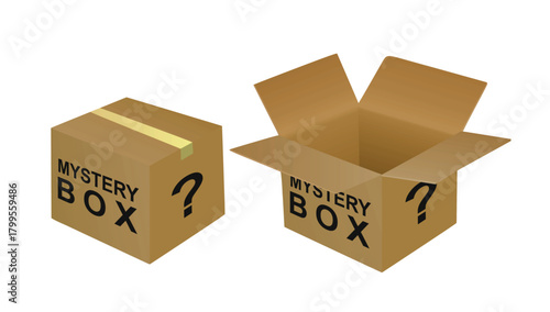 Open and closed mystery box. vector	
