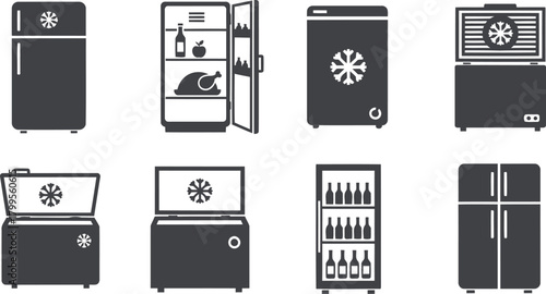 Refrigerator and Freezer Appliances Icons Set