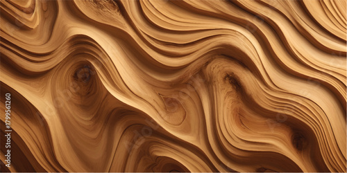 A smooth brown wood texture backdrop features a soft, abstract design pattern with a hint of flowing golden liquid silk