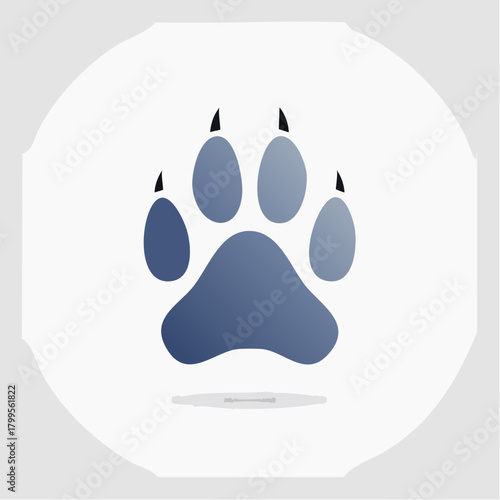 Blue paw print with shadow