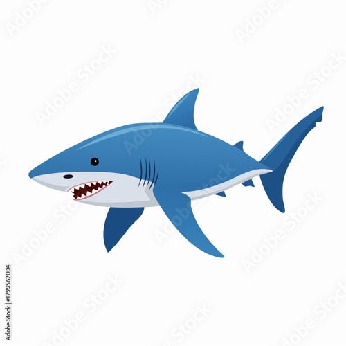 Blue shark with open mouth with transparent background