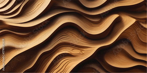 Brown wooden wall texture pattern with gentle curves and a hint of gold design