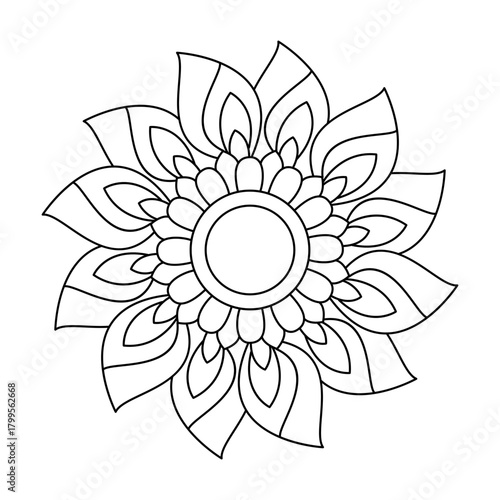 Bloom path symmetry mandala coloring book page