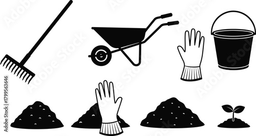 Essential Garden Equipment and Planting Icons