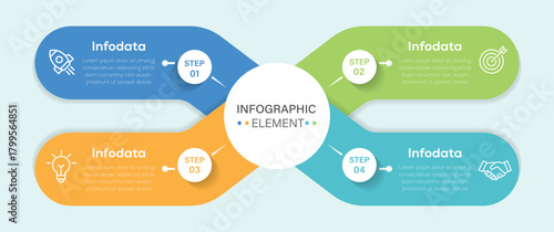 Business diagram template infographic vector element with 4 step or process. Can be used for workflow layout, diagram, annual report, web design.