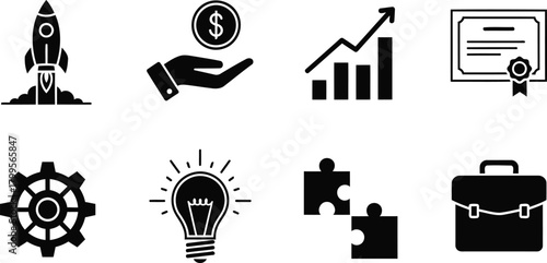 Business Startup Growth and Success Icons