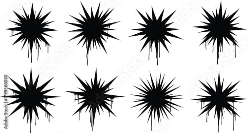 Collection of Grungy Ink Drip Starbursts