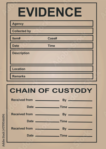 Chain of custody form. vector