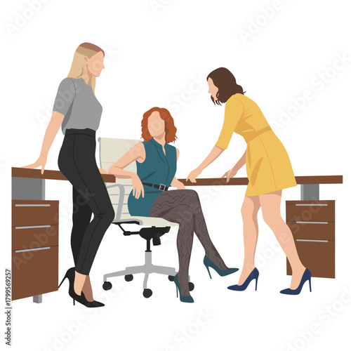 Corporate Women Working Together at Desk