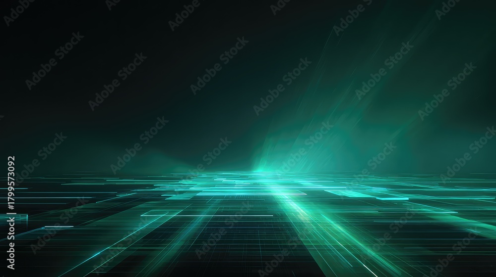 Fototapeta premium Digital grid connecting data with futuristic light beams