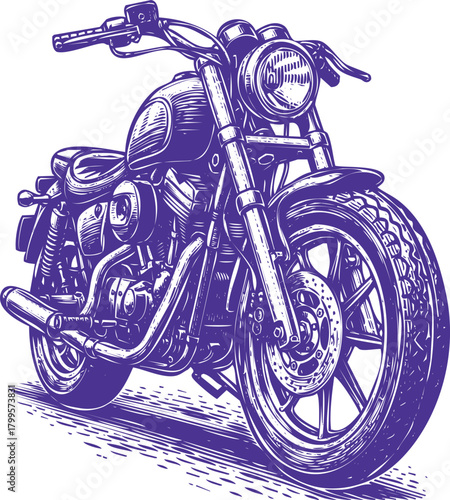 Classic Motorcycle Vector Illustration Vintage Chopper Bike Detailed Design Automotive Transportation Style Cruiser Vehicle Graphic on Transparent Background