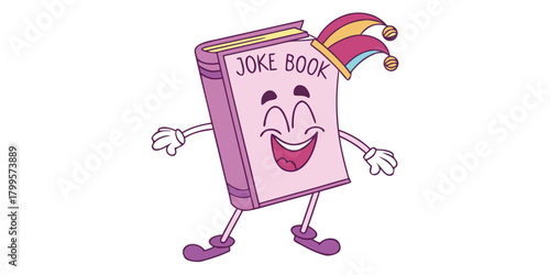 Hilarious joke book character with a jester hat, ready to bring on the laughter and fun with its whimsical design for kids and playful adults