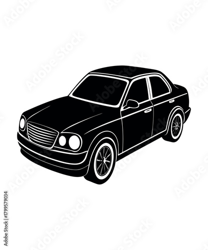 Sleek Sedan Car Silhouette Design Modern Automotive Transportation Graphic Art Illustration Automotive Industry Vehicle Design and Styling