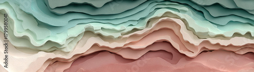 Teal and rose fluid forms create abstract texture. Soft shadows add depth. Great for backgrounds, web design, posters.