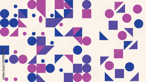 Abstract geometric seamless pattern with circles squares and triangles design