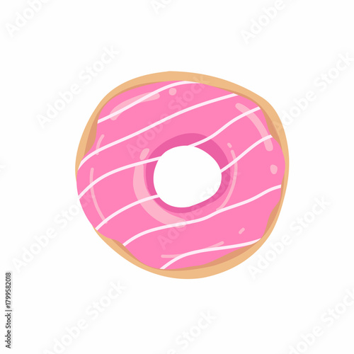 Vector illustration of donut with strawberry glaze topping