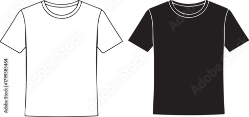 Classic black and white tee shirt mockup template