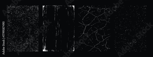 Worn & Torn Paper Overlay Texture Set – Vintage Grainy Stamps & A4 Frames for Journaling, Scrapbooks, Album Art & Retro Branding — Vector Illustration