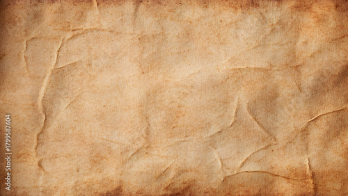Clean brown paper, wrinkled, abstract for background.