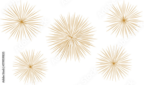 Golden starburst, radial symmetry, abstract lines, decorative vector, festive sparkle, geometric pattern, elegant design, burst illustration, light rays