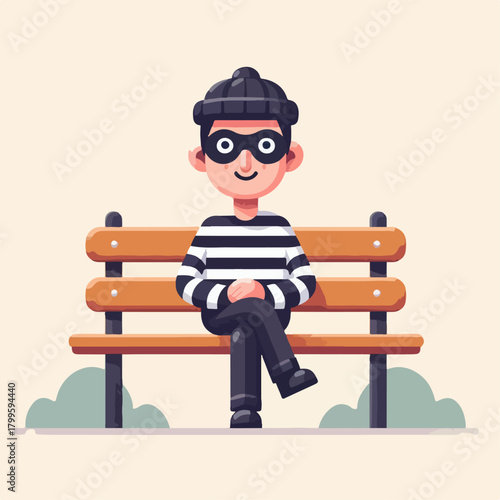 flat illustration of a thief