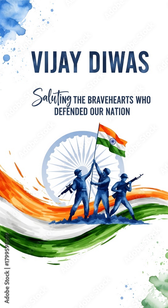Naklejka premium Indian soldiers celebrate vijay diwas honoring bravehearts defending the nation