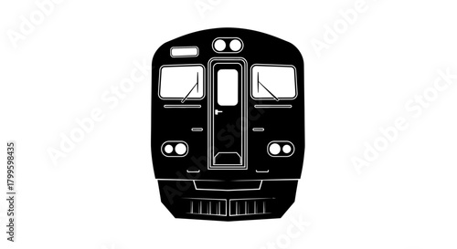 Sleek modern train front view silhouette, perfect for transport, travel, or urban commute concepts